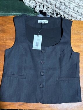NWT WeWoreWhat Tailored Waistcoat Vest Black XS Minimalist